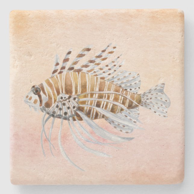 Trendy nautical cute fish summer  stone coaster (Front)