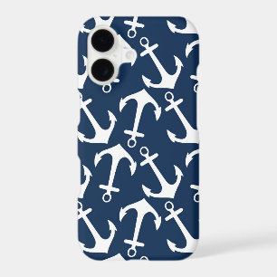 Trendy Nautical Navy Blue Anchor Pattern
