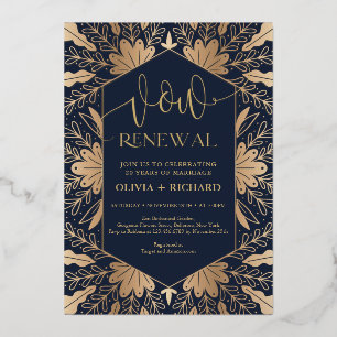 Trendy navy and real gold foil vow renewal