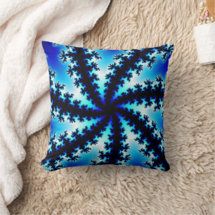 Trendy Navy Blue and White Fractal Cushion
