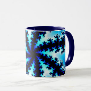 Trendy Navy Blue and White Fractal Mug