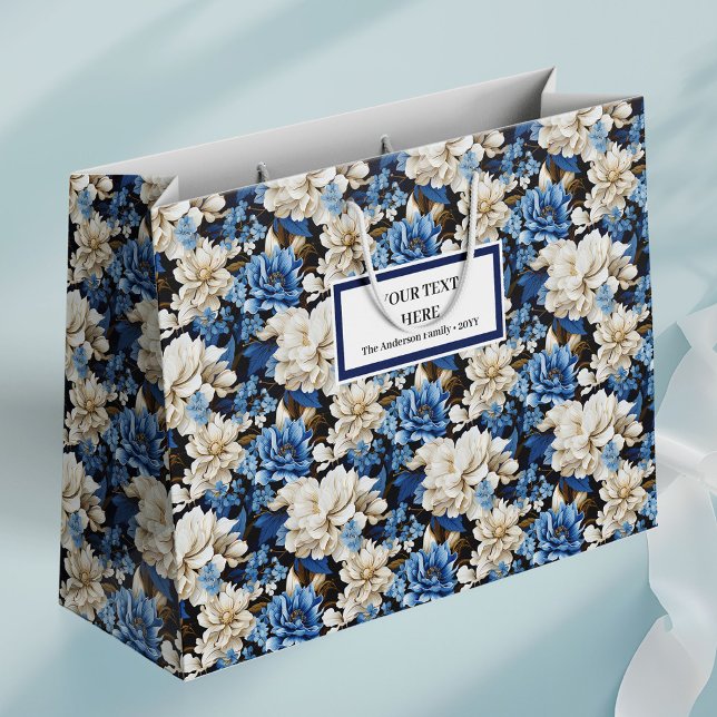 Trendy Navy Blue Floral Stylish Gift Bag (Trendy Navy Blue Floral Stylish Gift Bag)