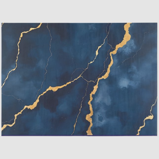 Trendy Navy Blue Gold Marble Collection Tissue Paper (Front)