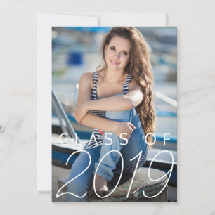 Trendy Navy Blue Graduation Party Vertical Photo Invitation