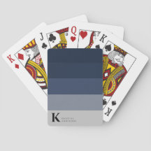 Trendy Navy Blue Ombre Grey Classic Monogram