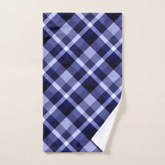Trendy Navy Blue Plaid Pattern Hand Towel