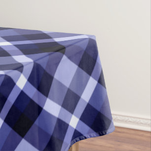 Trendy Navy Blue Plaid Pattern Large Tablecloth