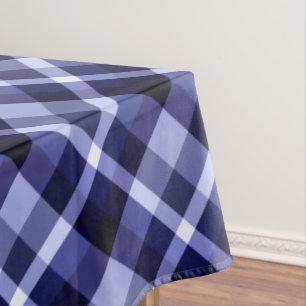 Trendy Navy Blue Plaid Pattern Medium Tablecloth