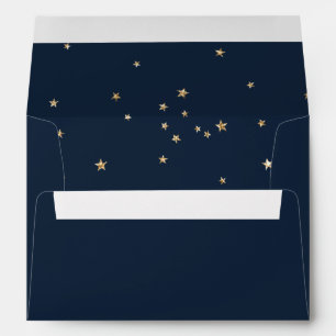 Trendy Navy & Gold Star Return Address Envelope