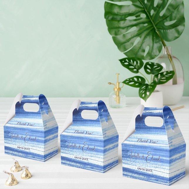 Trendy Navy Watercolor Brush Strokes Pattern Favour Box (Creator Uploaded)