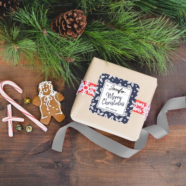 Trendy Navy & White Festive Christmas Gift Label (Creator Uploaded)
