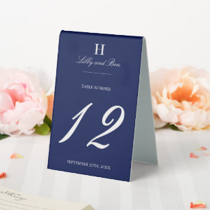 Trendy Navy & White Wedding Table Number
