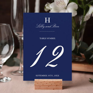 Trendy Navy & White Wedding Table Number Cards