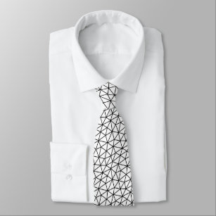 Trendy neck tie black and white geometric pattern