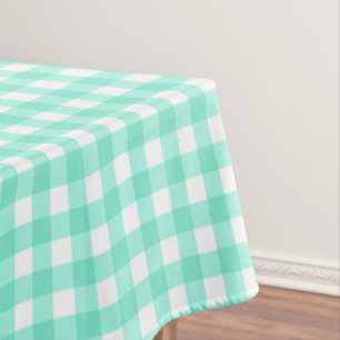 Trendy Neo Mint Gingham Checks Pattern Tablecloth