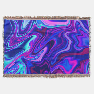 Trendy neon blue pink turquoise Abstract  Throw Blanket