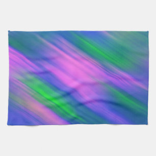 Trendy Neon Bright Blue green pink Abstract  Tea Towel