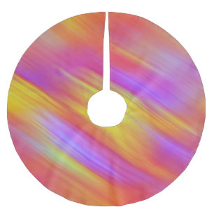 Trendy Neon Bright Red Pink Yellow Abstract  Brushed Polyester Tree Skirt