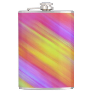 Trendy Neon Bright Red Pink Yellow Abstract  Hip Flask