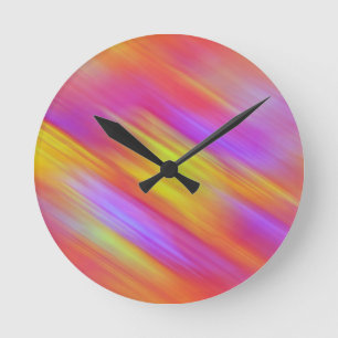 Trendy Neon Bright Red Pink Yellow Abstract  Round Clock