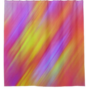 Trendy Neon Bright Red Pink Yellow Abstract Shower Curtain