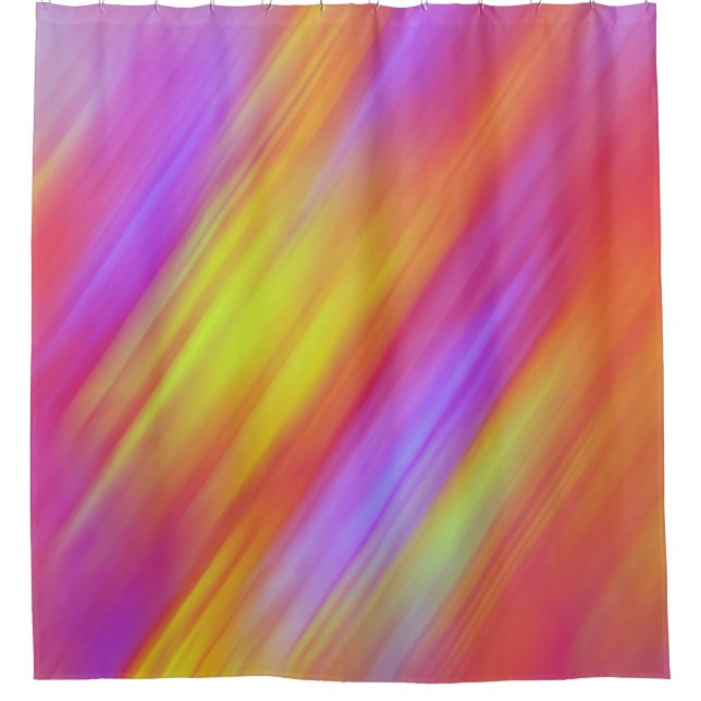 Trendy Neon Bright Red Pink Yellow Abstract  Shower Curtain (Front)