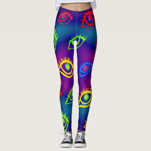 Trendy Neon Colourful Eyes Pattern Leggings