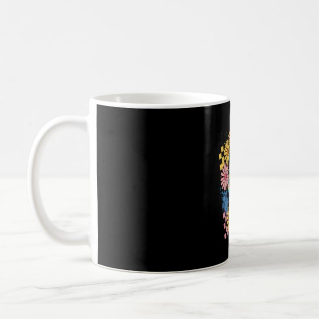 Trendy Neon Floral Ghost Halloween Coffee Mug (Left)