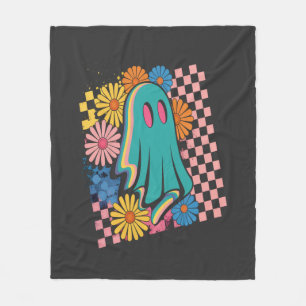 Trendy Neon Floral Ghost Halloween Fleece Blanket