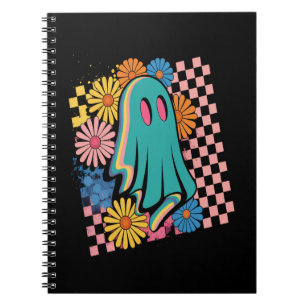 Trendy Neon Floral Ghost Halloween Notebook