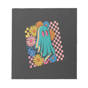 Trendy Neon Floral Ghost Halloween Notepad