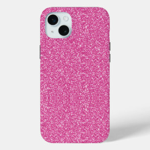 Trendy Neon Hot Pink Glitter iPhone 15 Mini Case