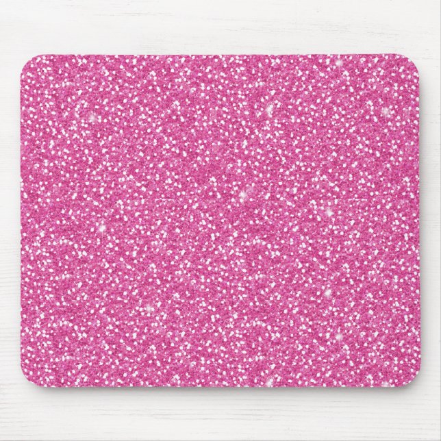 Trendy Neon Hot Pink Glitter Mouse Mat (Front)