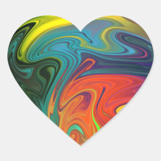 Trendy neon orange red blue yellow green Abstract Heart Sticker