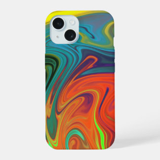 Trendy neon orange red blue yellow green Abstract iPhone 15 Case
