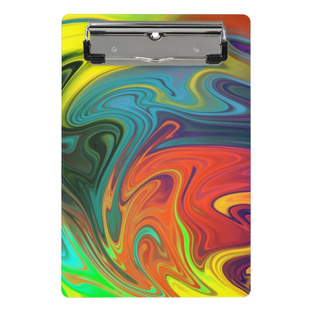 Trendy neon orange red blue yellow green Abstract  Mini Clipboard (Front)