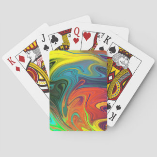 Trendy neon orange red blue yellow green Abstract  Playing Cards