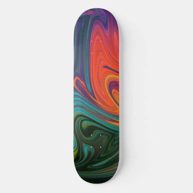 Trendy neon orange red blue yellow green Abstract  Skateboard (Front)