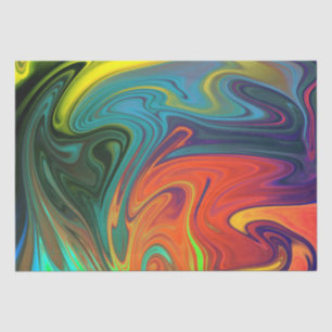 Trendy neon orange red blue yellow green Abstract  Tissue Paper