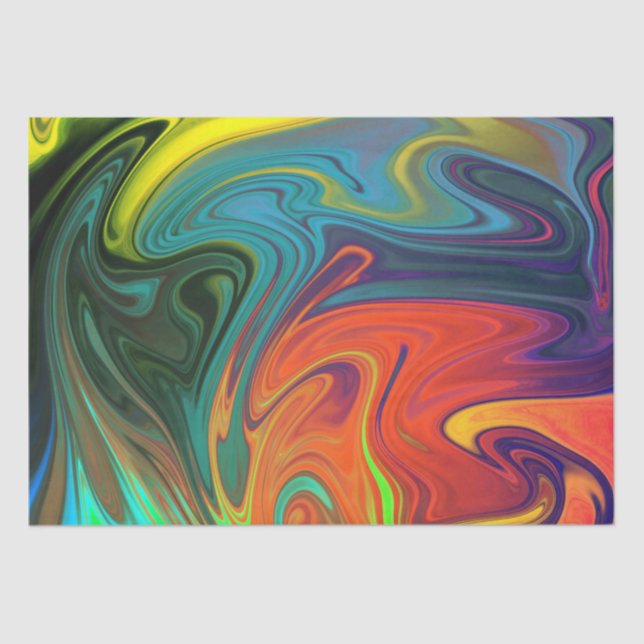 Trendy neon orange red blue yellow green Abstract  Tissue Paper (Front)