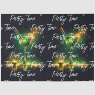 Trendy Neon Party Time Personalised Tissue Paper