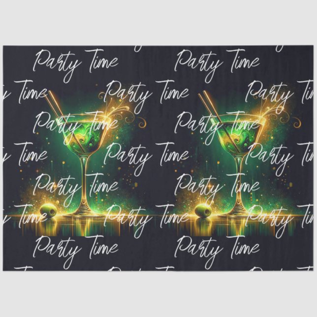 Trendy Neon Party Time Personalised Tissue Paper (Front)