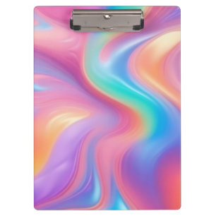 Trendy neon Pink Blue green abstract waves Clipboard