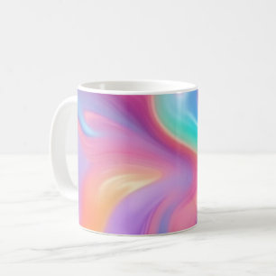 Trendy neon Pink Blue green abstract waves Coffee Mug