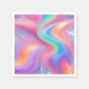 Trendy neon Pink Blue green abstract waves  Napkin