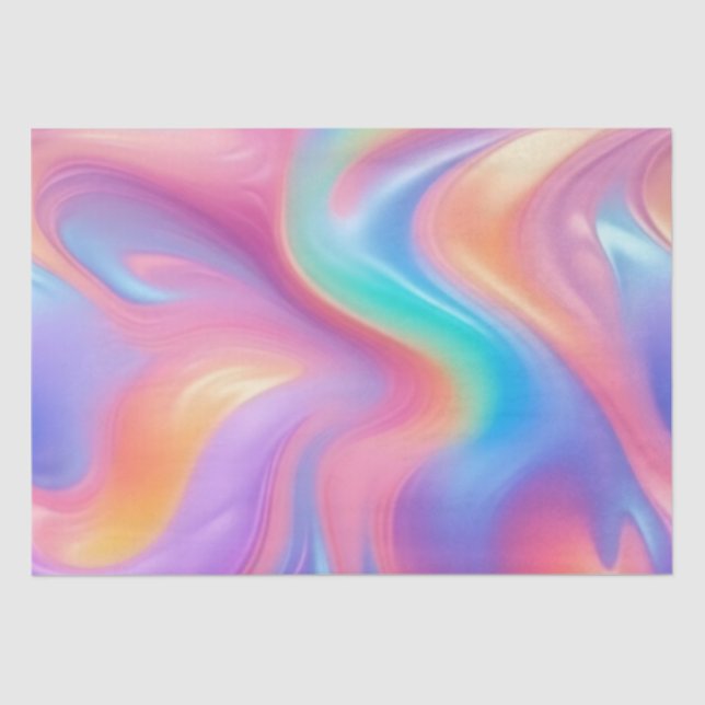 Trendy neon Pink Blue green abstract waves  Tissue Paper (Front)
