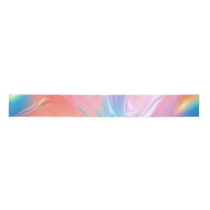 Trendy neon Pink Blue yellow abstract waves Satin Ribbon