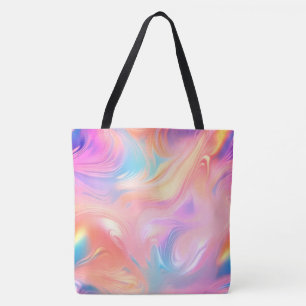 Trendy neon Pink Blue yellow abstract waves Tote Bag