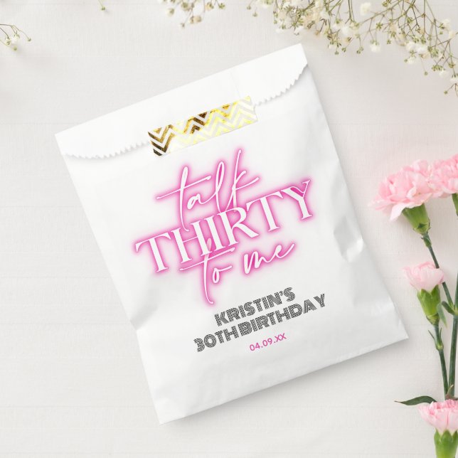 Trendy Neon Pink Talk Thirty to Me 30th Birthday Favour Bags (Sealed)