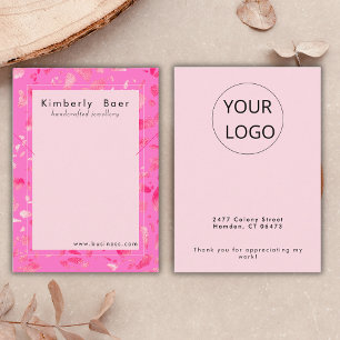 Trendy Neon Pink Terrazzo Bracelet Logo Display Business Card